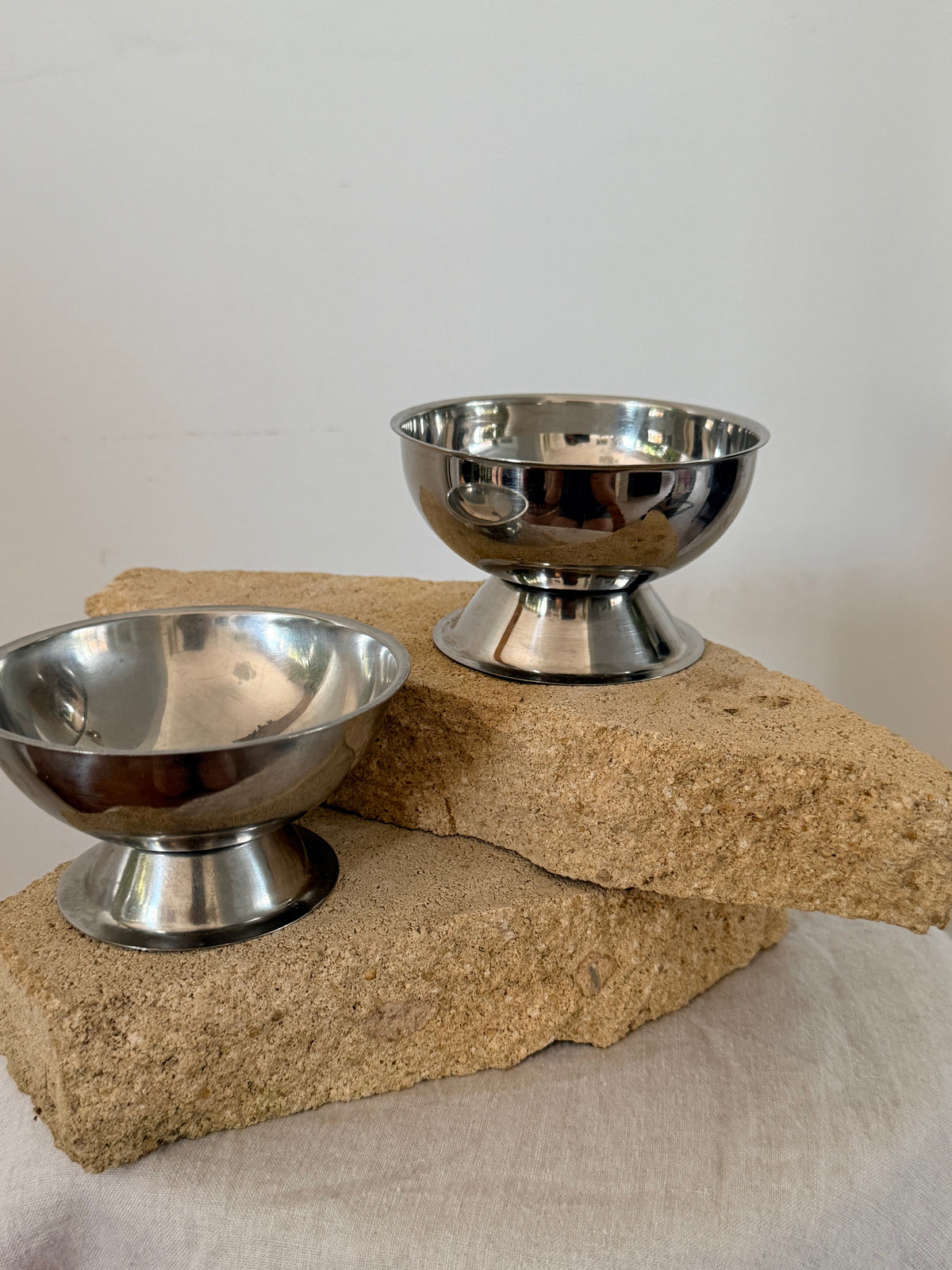 Vintage Stainless Steel Coupes (Pair)