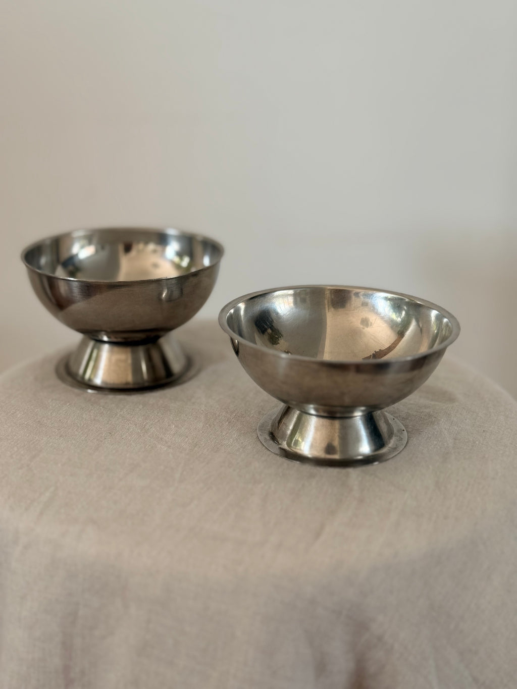 Vintage Stainless Steel Coupes (Pair)