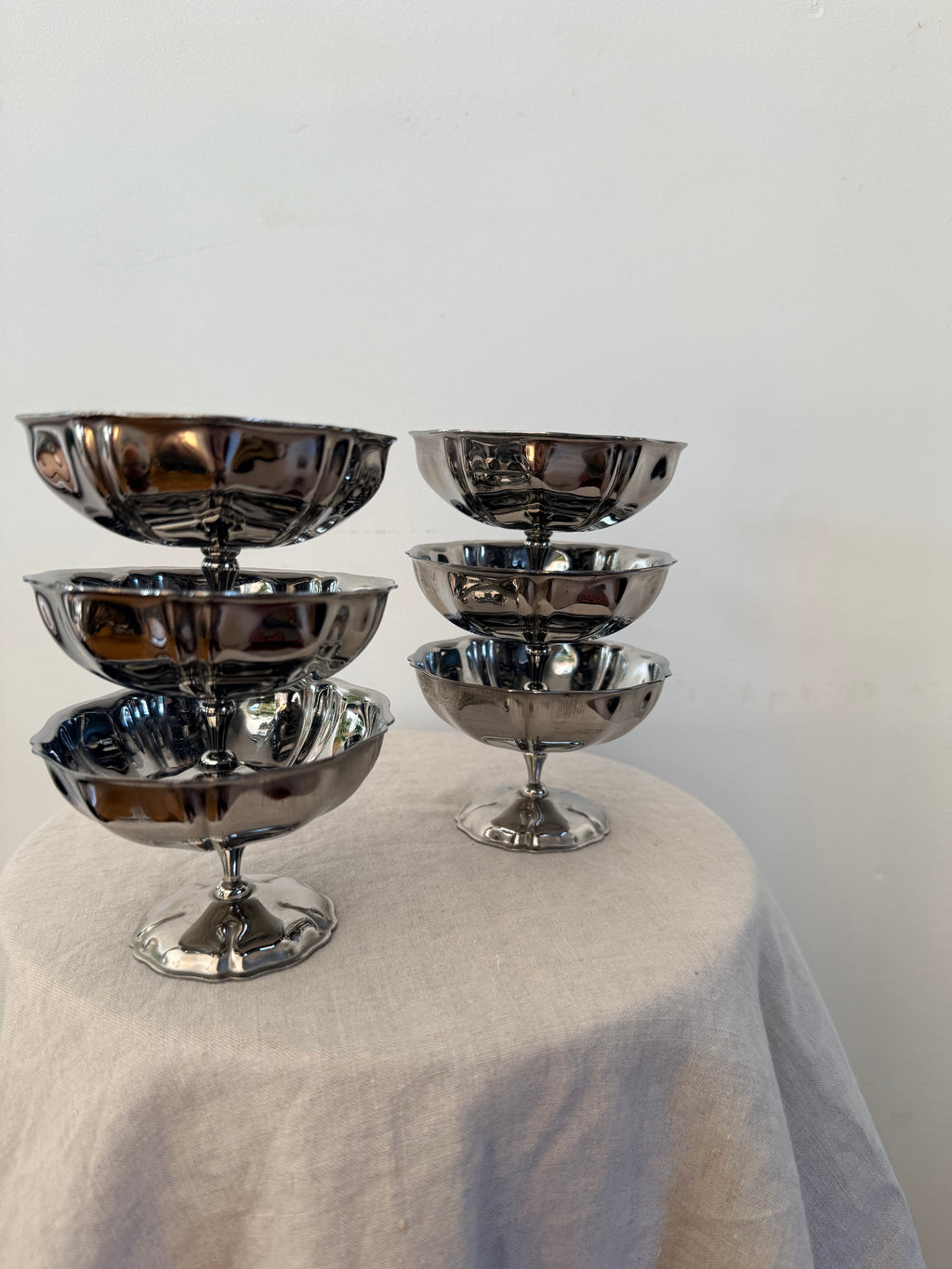 Vintage French Stainless Steel Coupes (Set of 6)