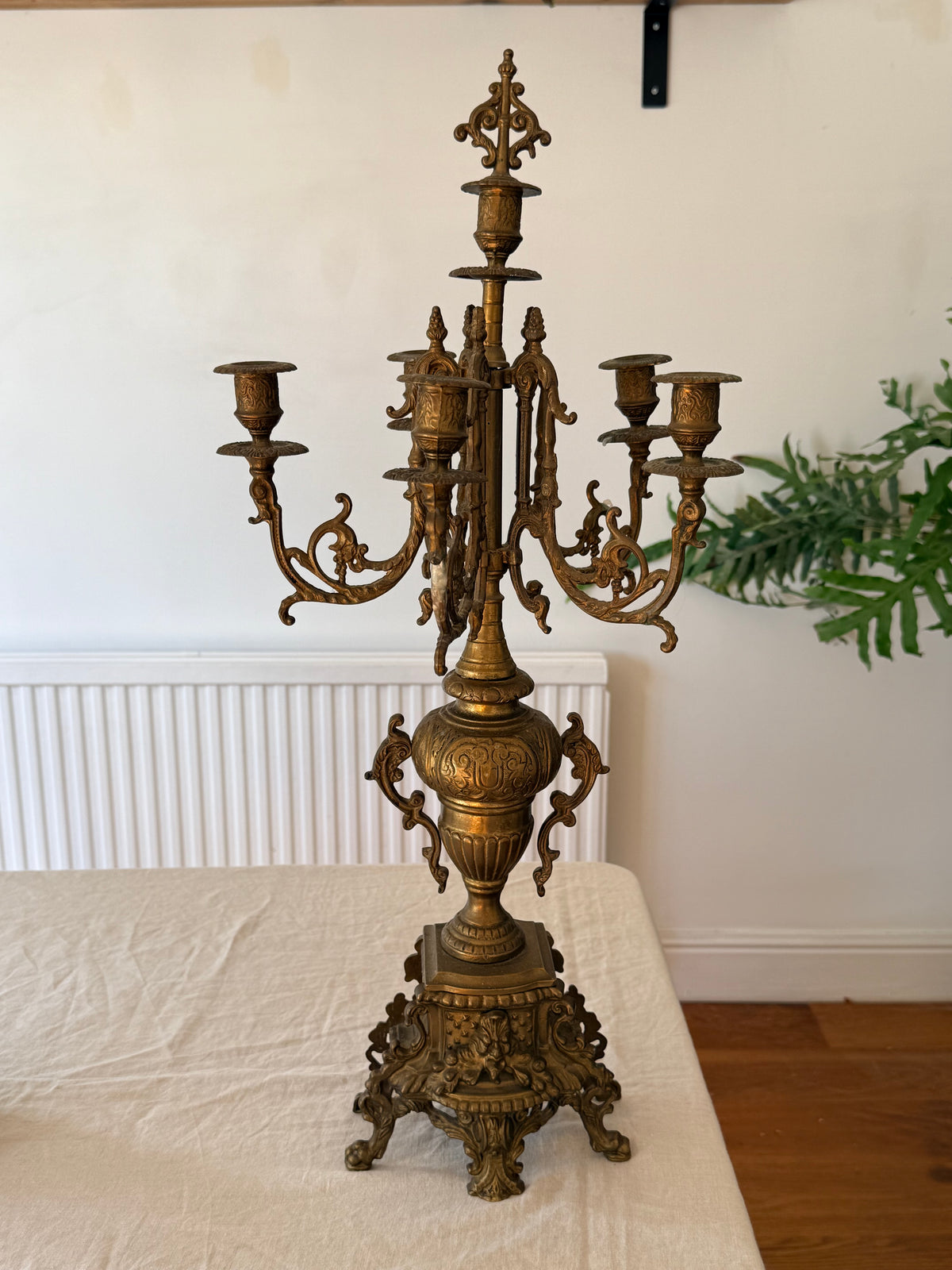 Vintage Pair of Gilt Bronze Candelabras, Louis XIV