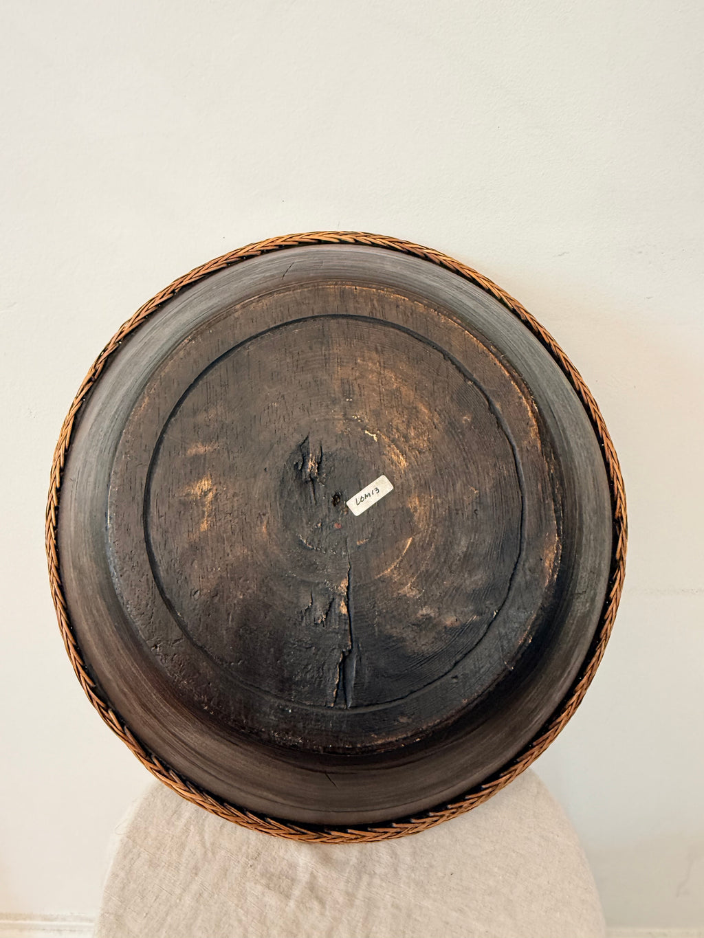 Ebonized Wooden Bowl with Inlay