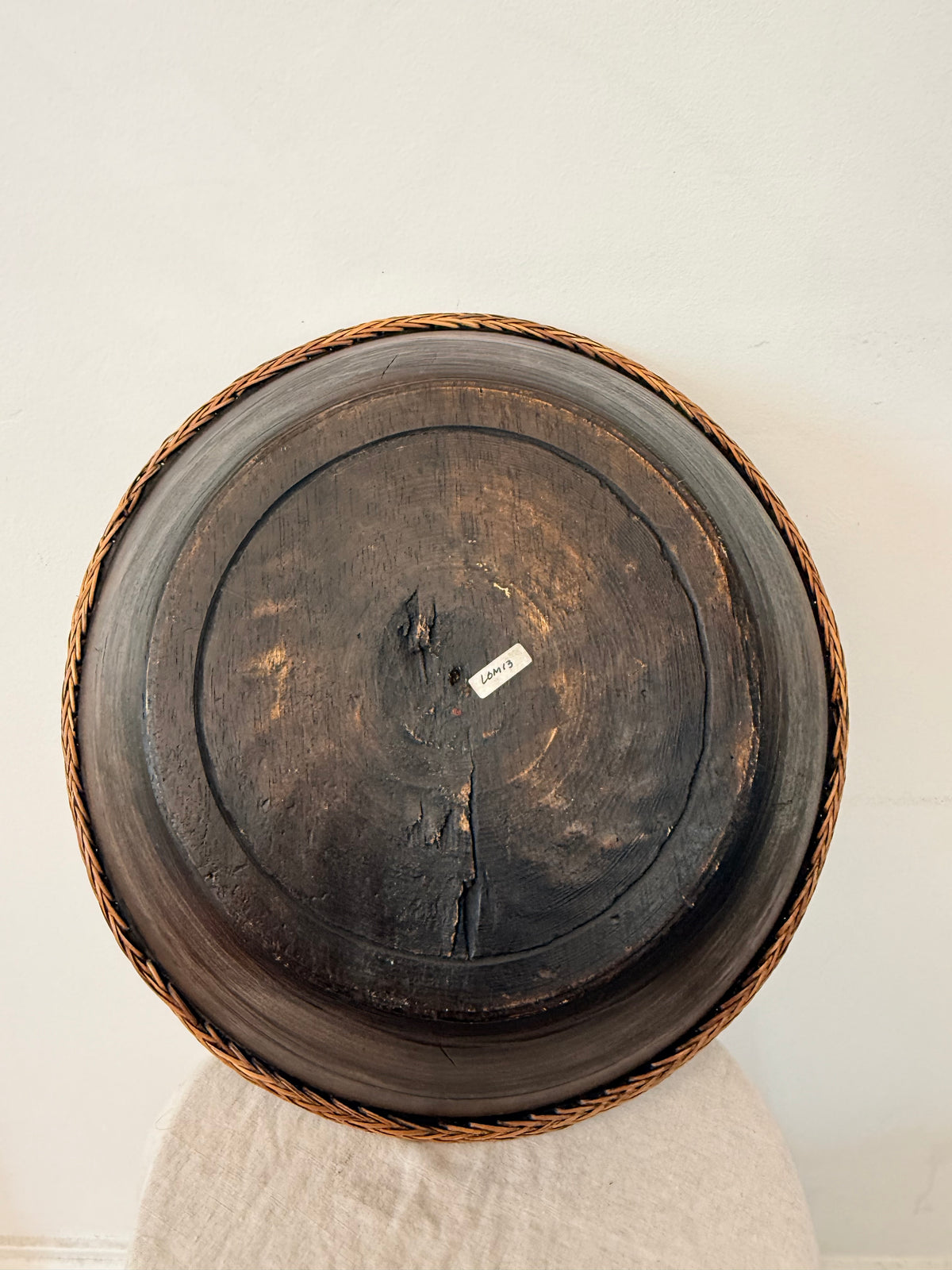 Ebonized Wooden Bowl with Inlay