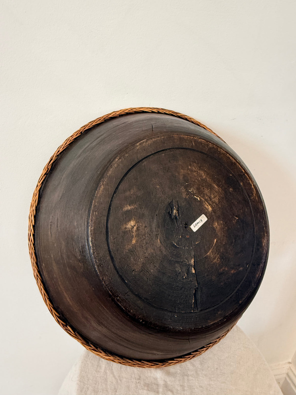 Ebonized Wooden Bowl with Inlay